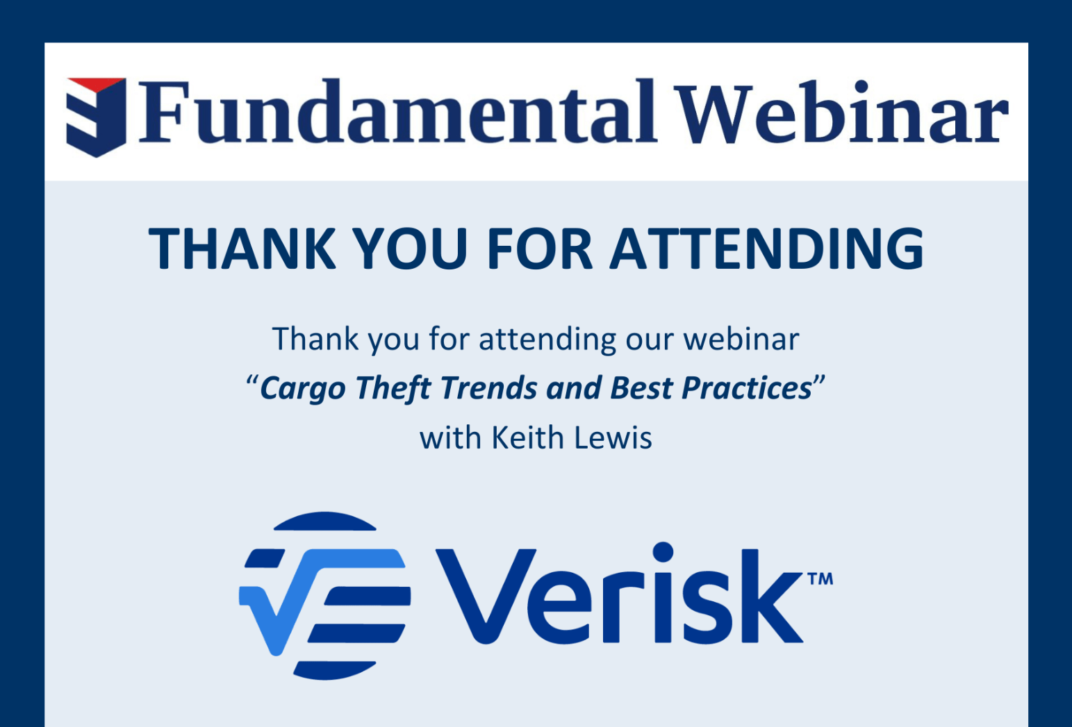 Fundamental Webinar: “Cargo Theft Trends and Best Practices”